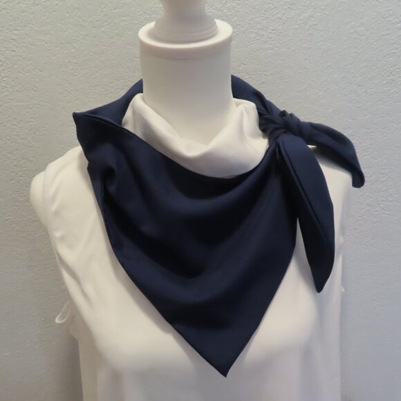 Handmade Z Scarf Navy Blue Cotton Blend - Picture 2 of 3